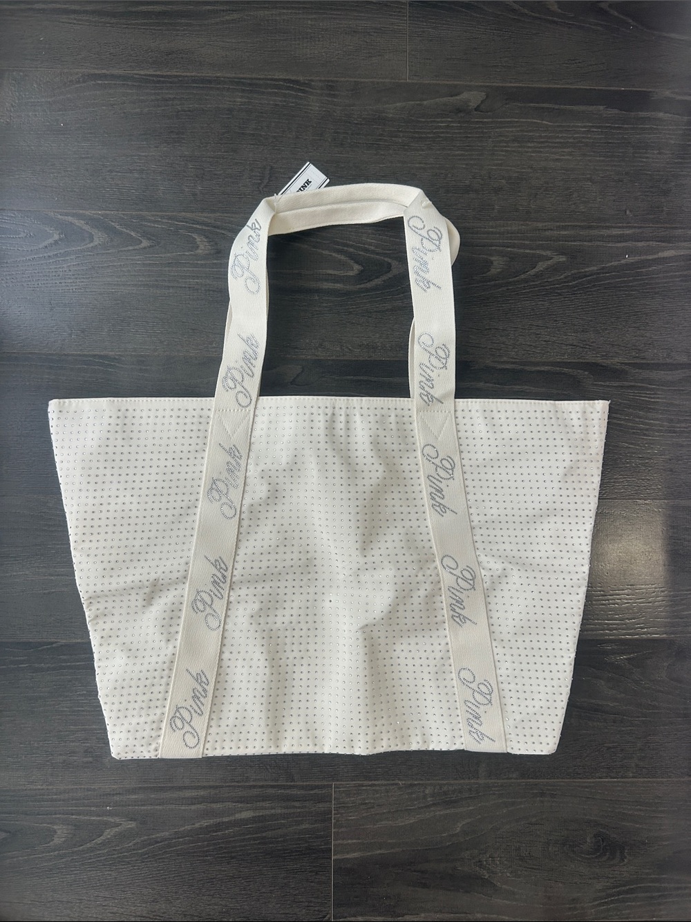 PINK Victoria's Secret Cream Studded Logo Tote